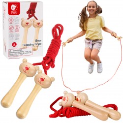 CLASSIC WORLD Skakanka Sznurkowa Czerwona Drewniane Rączki Miś 205cm