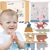 TOOKY TOY Drewniane Klocki Układanka Wieża Stacker Stosy Zwierzątka Montessori 13 el.