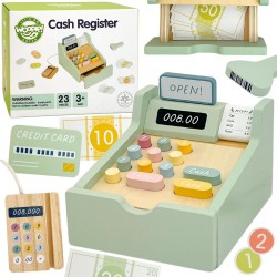 WOOPIE GREEN Drewniana Kasa Fiskalna Gotówka + Karta Płatnicza