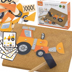Drewniana Przybijanka Pojazdy budowlane 45 elementów Viga Toys