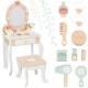 TOOKY TOY Drewniana Toaletka z Krzesełkiem Akcesoria Lustro + Kosmetyki