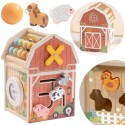TOOKY TOY Drewniana Kostka Farma Aktywności Sorter Liczydło Montessori