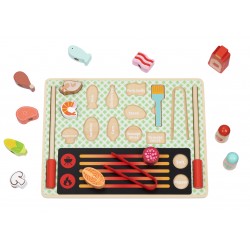 TOOKY TOY Drewniany Zestaw do Grillowania Tablica Edukacyjna