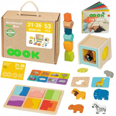 WOOPIE GREEN Box Pudełko XXL Montessori Edukacyjne 7w1 Sensoryczne 31-36 Mies.