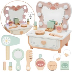 TOOKY TOY Drewniana Toaletka Akcesoria Lustro + Kosmetyki