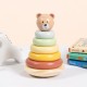 TOOKY TOY Drewniana Układanka Sensoryczna Piramidka Miś Sensoryczny Kolorowy Stacker