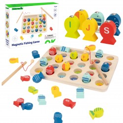 Tooky Toy Drewniana Gra Łowienie Rybek Nauka Literek 29 el.