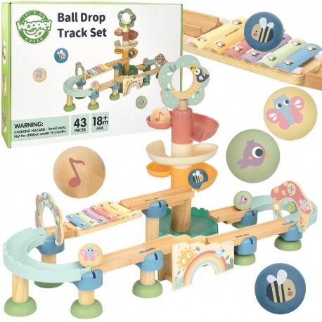 WOOPIE GREEN Drewniany Tor Kulkowy z Efektami Dźwiękowymi