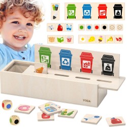 VIGA Układanka Gra drewniana do nauki sortowania śmieci