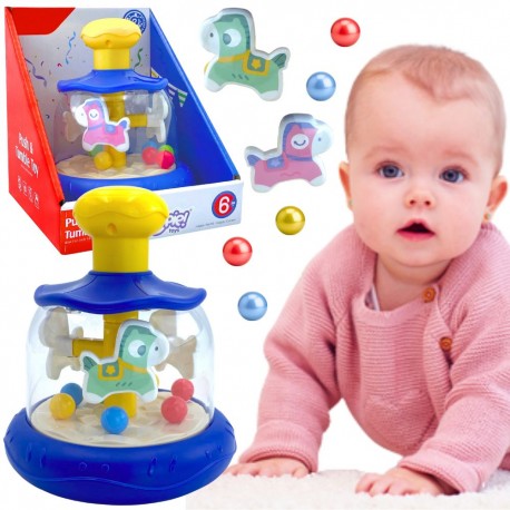 WOOPIE BABY Kolorowe Koniki Niebieski Bączek Karuzela z Kulkami