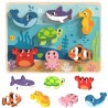TOOKY TOY Drewniane Puzzle Montessori Świat Morza Rybki Żółwik Kształty