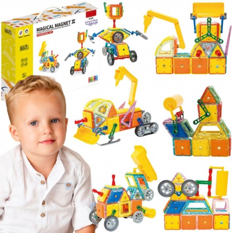WOOPIE Klocki Magnetyczne 3D Pojazdy Zestaw 80el.