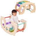 WOOPIE GREEN Drewniany Tęczowy Bujak i Mostek 2w1 Montessori FSC