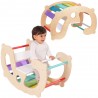 WOOPIE GREEN Drewniany Tęczowy Bujak i Mostek 2w1 Montessori FSC