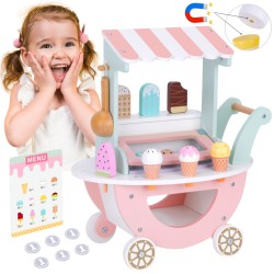 WÓZEK Z LODAMI LODZIARNIA CUKERNIA SKLEP DREWNIANA 3W1 23EL WOOPIE GREEN