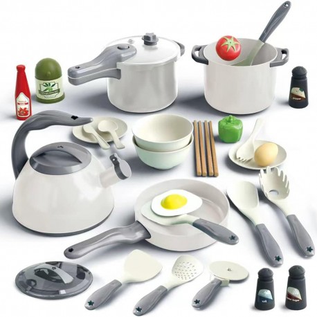 WOOPIE Zestaw Małego Kucharza Garnki Patelnia Czajnik Biały 32el.