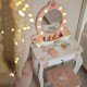 TOOKY TOY Drewniana Toaletka z Krzesełkiem Akcesoria Lustro + Kosmetyki