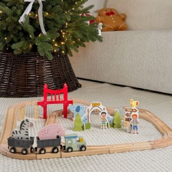 WOOPIE GREEN Drewniana Kolejka Zoo Zestaw 60 Elementów