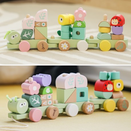 CLASSIC WORLD Montessori Kolejka Gąsienica Drewniana Układanka