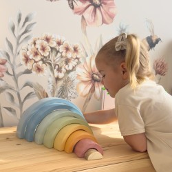 TOOKY TOY Pastelowa Układanka Drewniane Klocki Montessori Tęcza