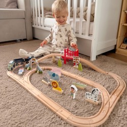 WOOPIE GREEN Drewniana Kolejka Zoo Zestaw 60 Elementów