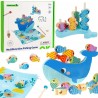 TOOKY TOY Drewniana Gra Wieloryb i Rybki Wielofunkcyjna 4w1 Montessori Łowienie Rybek Stacker Nawlekanka Wieża FSC