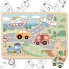 TOOKY TOY Drewniane Interaktywne Puzzle Pojazdy