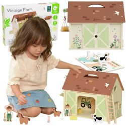 CLASSIC WORLD Drewniany Domek Farma Vintage Zestaw Figurek 17 el.
