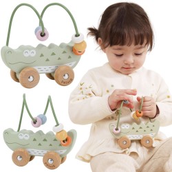 VIGA Labirynt koralikowy na kółkach - Krokodyl 12M+