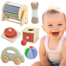 VIGA Zestaw Zabawek Edukacyjnych Pudełko Box od 6 miesiąca do 12 miesiąca