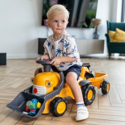 FALK Jeździk Traktor Komatsu z Łyżką Koparką i Przyczepą