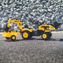 FALK Traktor na Pedały Komatsu z Łyżką Koparką i Przyczepą
