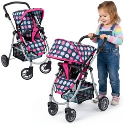 WOOPIE Wózek dla Lalek Regulowane Siedzisko  4 Koła