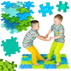 WOOPIE Mata Sensoryczna Ortopedyczna Puzzle 11 el. - Kolor Niebieski/Zielony