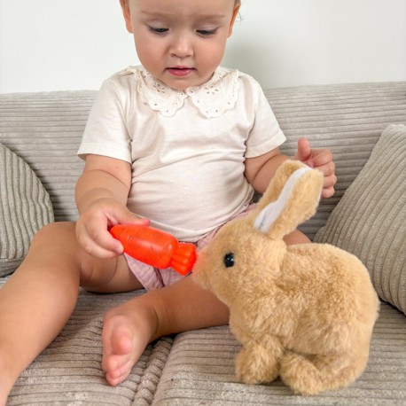 WOOPIE Króliczek Ineraktywny Pluszowy z Marchewką Beżowy