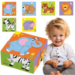 Drewniana układanka Farma Puzzle Viga Toys 4 klocki