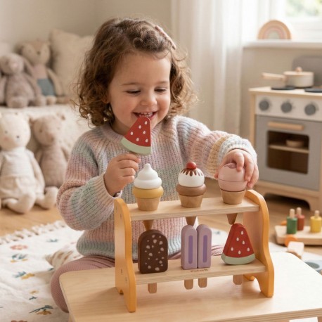 VIGA Drewniana Lodziarnia Sklepik Zestaw z Lodami 6 szt Lodów