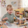 TOOKY TOY Drewniany Zestaw 4w1 Dźwig Portowy XL Statek Ciężarówka i Kolejka na Magnes