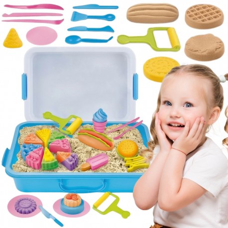 WOOPIE Piasek Kinetyczny 1,2 kg Zestaw Restauracja Stolik z Foremkami