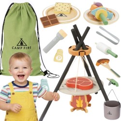 TOOKY TOY Drewniany Kempingowy Zestaw Do Gotowania Ognisko