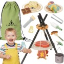 TOOKY TOY Drewniany Kempingowy Zestaw Do Gotowania Ognisko