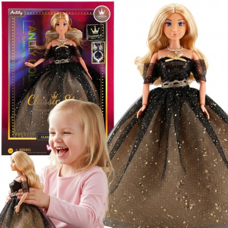 WOOPIE ROYAL Lalka Lily 30 cm Długie Blond Włosy Czarna Suknia Balowa