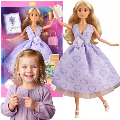 WOOPIE ROYAL Lalka Długie Blond Włosy 30 cm Lawendowa Suknia Akcesoria
