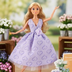 WOOPIE ROYAL Lalka Długie Blond Włosy 30 cm Lawendowa Suknia Akcesoria