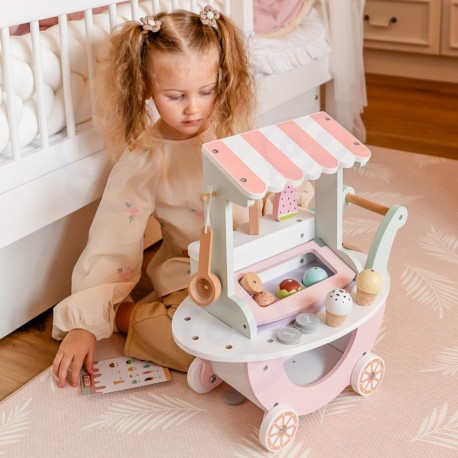 WÓZEK Z LODAMI LODZIARNIA CUKERNIA SKLEP DREWNIANA 3W1 23EL WOOPIE GREEN