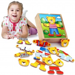 Viga Drewniane Puzzle Układanka Ubierz Misia
