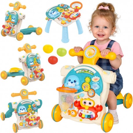 WOOPIE Pchacz Chodzik Stolik Edukacyjny Hulajnoga Jeździk 4w1