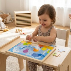 Puzzle drewniane 12 plansz po 24 puzzle w stojaku Viga Toys