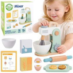 WOOPIE GREEN Drewniany Mikser Kuchenny Blender z Akcesoriami 11 el.