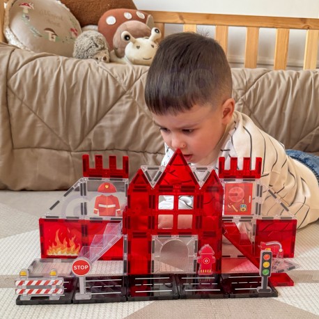 WOOPIE Klocki Magnetyczne 3D Zestaw Straż Pożarna 48el.